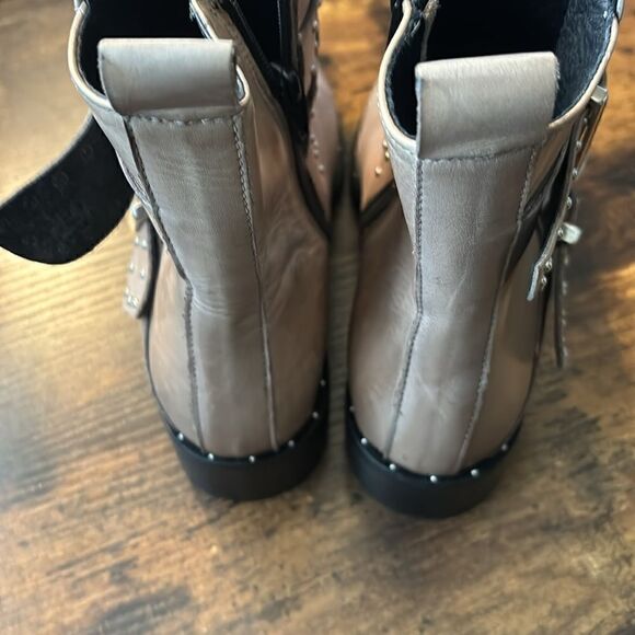 Charles David Italy Gray Leather Moto Boots Size 37 / excellent - Picture 6 of 10